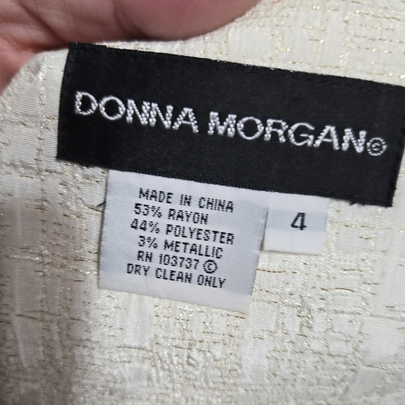 Vintage Donna Morgan Skirt And Jacket Set Ivory And Gold Sz 4 - Picture 2 of 11